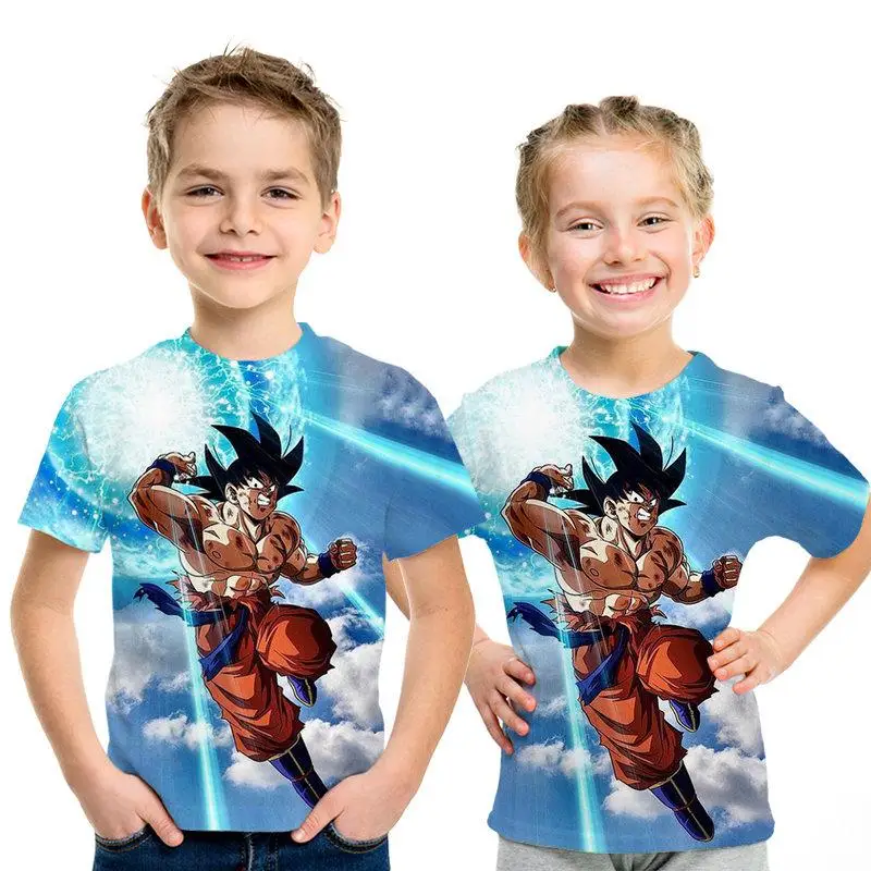 Крутая Детская футболка с принтом в виде Dragon Ball Z Goku Saiyan, модные топы с короткими рукавами для мальчиков и девочек