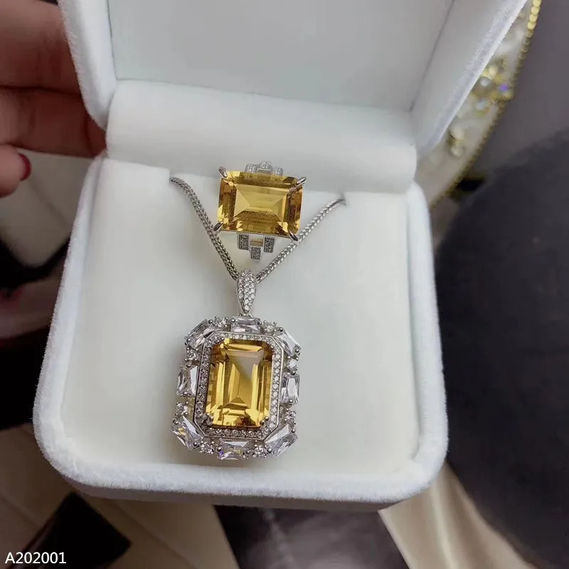 Кулон и кольцо из серебра 925 пробы с натуральным топазом|Ювелирные наборы| |