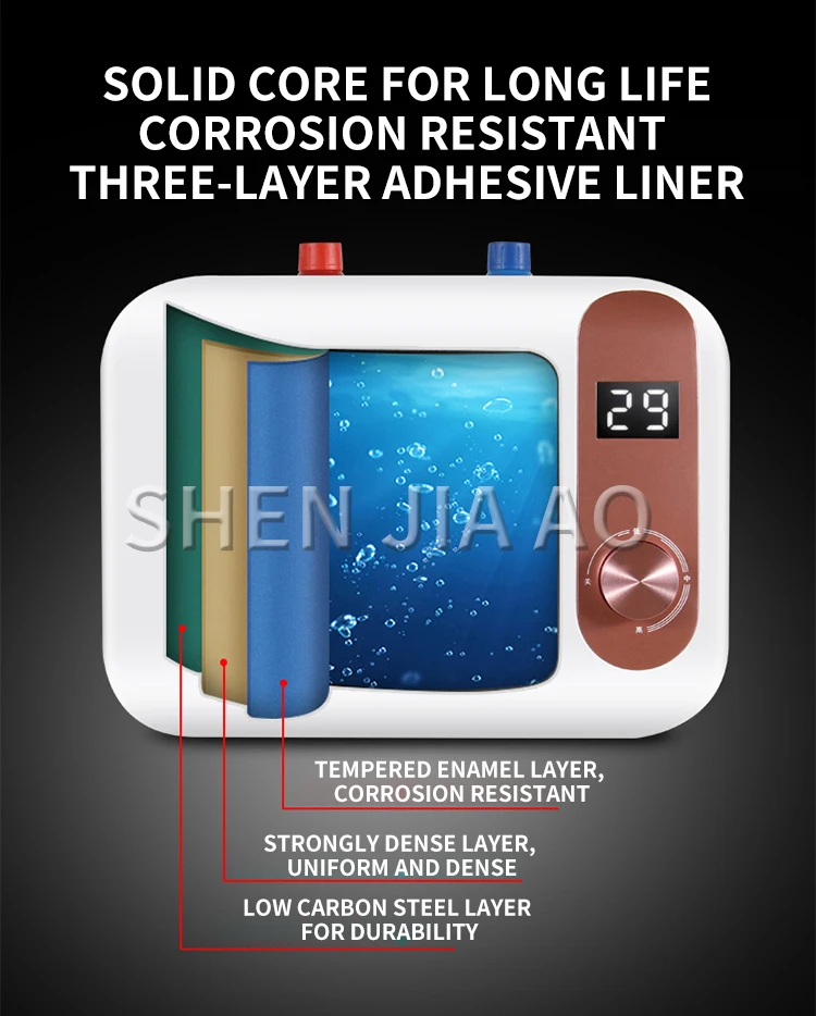 8L electric water heater Household quick-heating type water heater mechanical digital display Water heater 220v