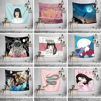 

Drop Shipping Cartoon Girls Hanging Wall Tapestries Mandala Bohemian Tapestry Landscape Wallpaper Wall Art Shawl Throw