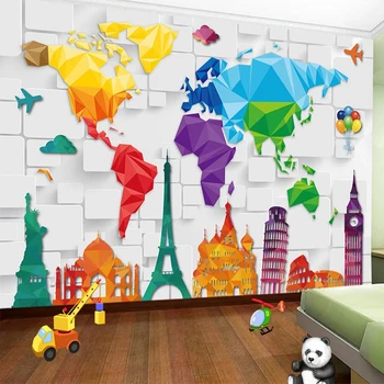 

Custom 3D Wallpaper Modern Colorful Map Building Murals Children's Bedroom Background Wall Painting Abstract Papel De Parede 3 D