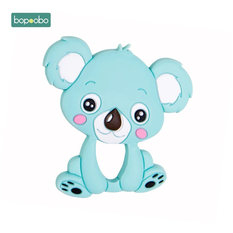 Turquoise-Koala Bopobo 1 шт., детский прорезыватель, силиконовый, свинья, пищевой, Брод, Прорезыватель для кормления, прорезыватель, ожерелье, аксессуары, детские товары, безопасные игрушки - Цвет: Turquoise-Koala