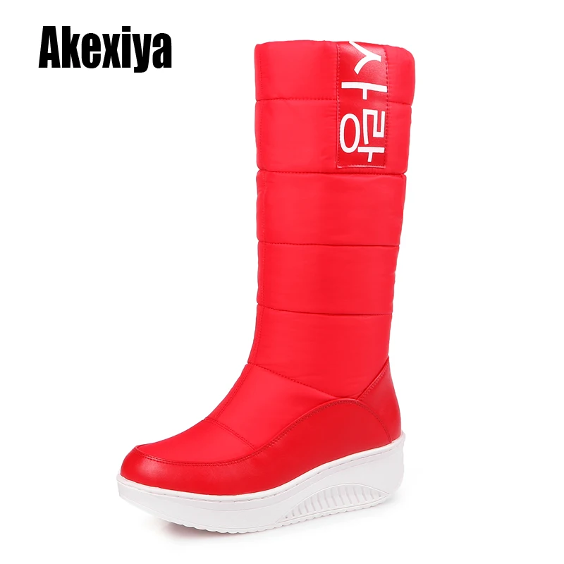 

Plus size 35-43 New 2020 Fashion women boots keep warm down snow boots thick fur mid calf winter boots red k763