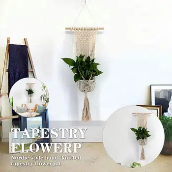

Plant Fiber Home Flower Pot Holder Beautiful Economic Plant Hanger Plant Hanging Rope Decoration Wall Creative Planter Craft
