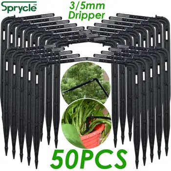 

SPRYCLE 50X Bend Arrow Dripper 1/8'' Micro Drip Irrigation Kit Emitter for 3/5mm Hose Garden Watering Saving Dropper Greenhouse