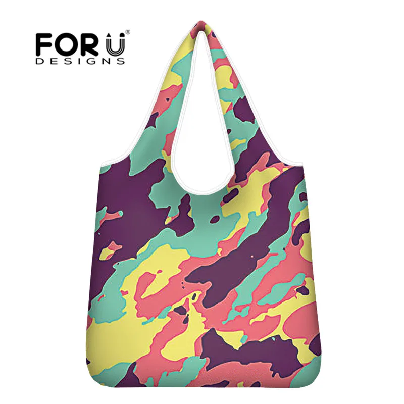 

Picnic Bag Women's Colorful Camouflage/Stripes Print Eco-friendly Shopping Bags Large Capacity Ladies Convenient Grocery Bag