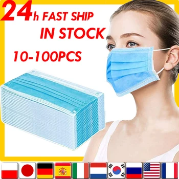 

100pcs 3 Layers Earloop Mask Disposable Filter Mask Comfort Breathable Mask Waterproof Against Pollution Masks for Adults Health