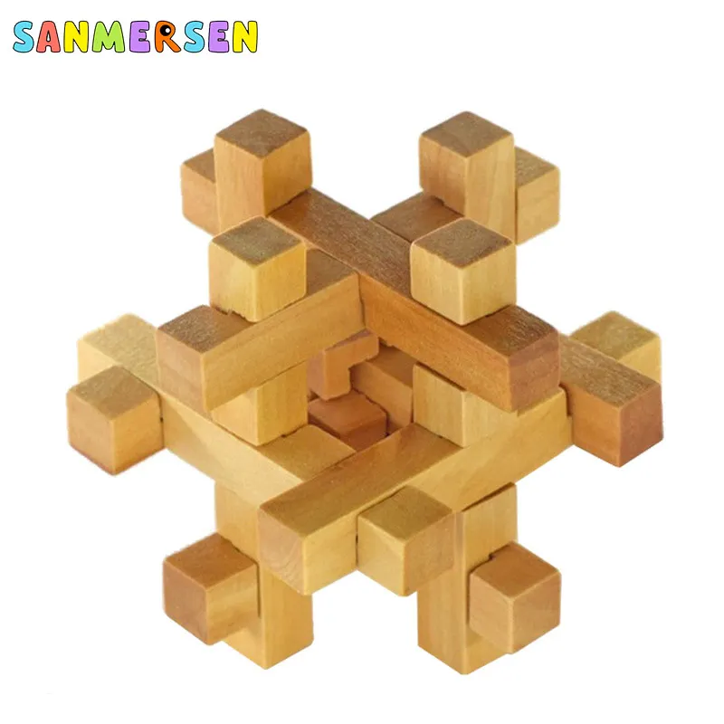 IQ Brain Teaser Kong Ming Lock Lu Ban 3D деревянная Блокировка Burr Jigsaw Развивающие Пазлы игрушки
