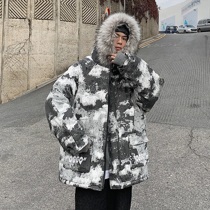 Jaqueta Inverno уличная одежда Хип-Хоп Верхняя одежда Winderbreak Мужская камуфляжная Зимняя парка с капюшоном пальто Мужская теплая плотная куртка для мужчин