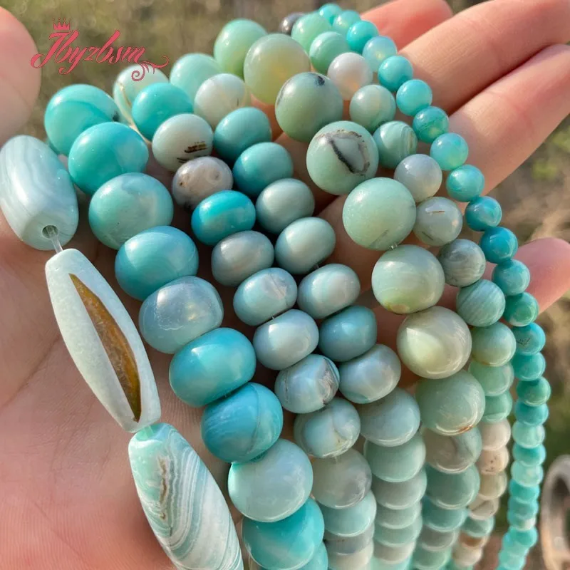 

Round Oval Rondelle Turquoises Agates Natural Stone Spacer Beads for DIY Charms Necklace Bracelet Women Men Jewelry Making 15"