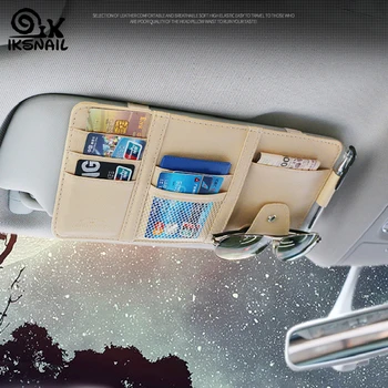 

IKSNAIL Universal Car Visor Organizer Holder ID Card Sunglasses Pen Storage Bag Tidying Case Car Accessories Auto Visor Storage