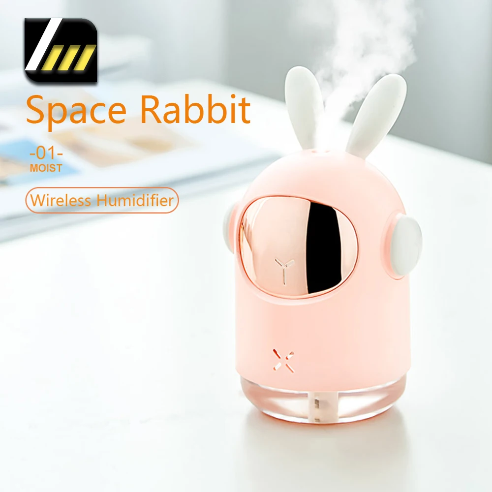 Space Rabbit Air Humidifier 300ML Mini USB Aroma Essential Oil Diffuser Colorful Night Light Car Office Air Purifier Mist Maker