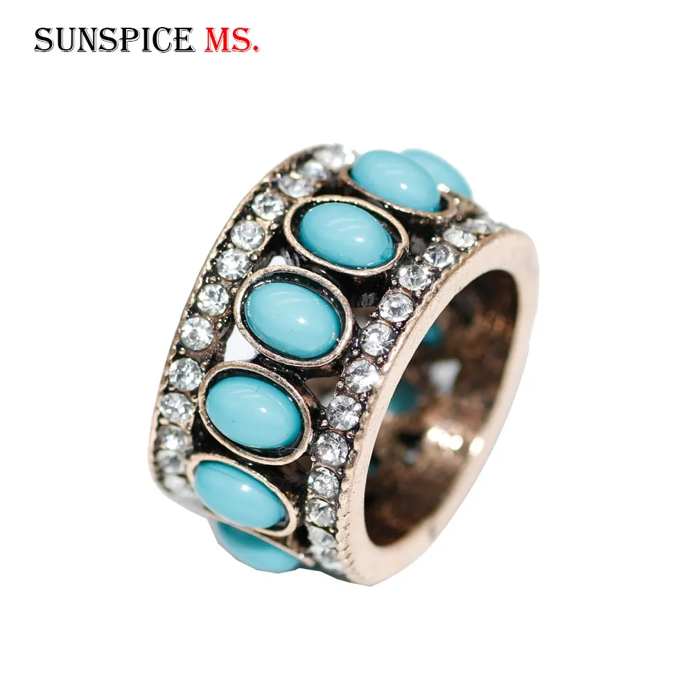 stone2164 SUNSPICE, MS, Ретро стиль, золотой цвет, винтажные турецкие кольца на палец, овальная смола, Цезарь, корона, камень, кольцо, индийские этнические свадебные украшения, подарки - Цвет основного камня: stone2164