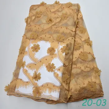 

2020 African Net Lace Fabric, High Quality Elegant Nigerian Wedding Lace Fabrics 5Yards Stones French Tulle lace 04