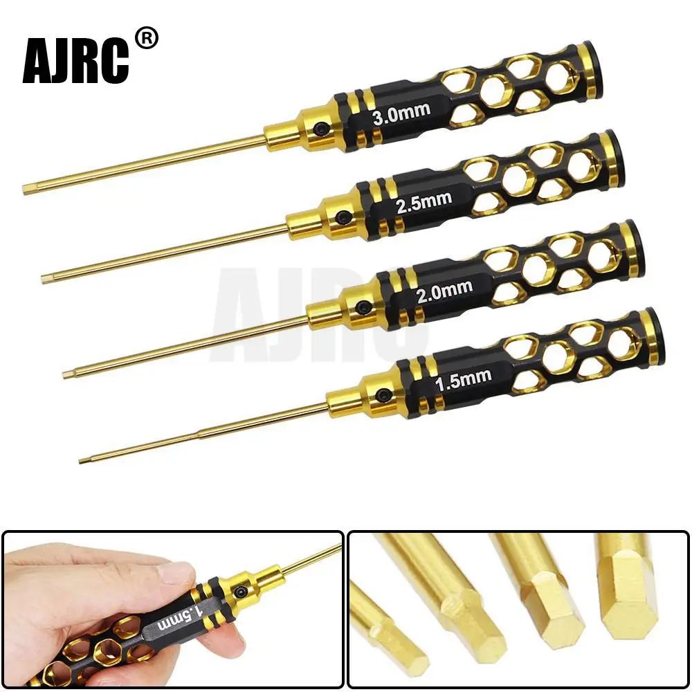 AJRC 1.5/2.0 / 2.5 / 3.0 허니콤 할로우 라이트 느낌 육각형 스크루 드라이버 세트, RC 모델 자동차 트랙 ...