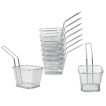 

9Pcs Mini Mesh Wire French Fry Chips Basket Net Strainer Kitchen Cooking Tools Frying Basket Put the French Fries Basket