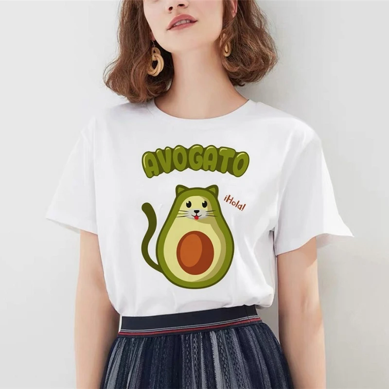Женская забавная футболка с рисунком авокадо, Милая футболка с коротким рукавом в стиле Харадзюку, Женская винтажная графическая Эстетическая одежда в Корейском стиле