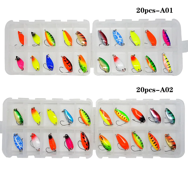 30pcs Trout Spoon Metal Fishing Lures Spinner Baits Bass Bright
