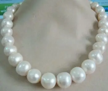 

Free Shipping HUGE 13-15MM SOUTH SEA GENUINE WHITE PEARL NECKLACE 14k/20