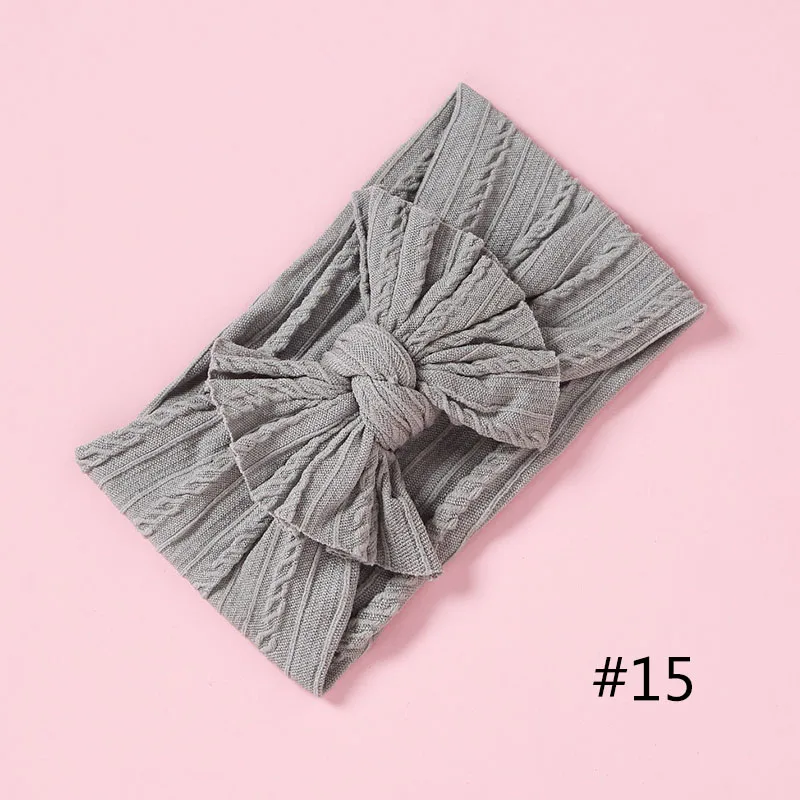 No.15 1 шт., цельные нейлоновые ободки для девочек, тюрбан, Детские банты для волос для новорожденных девочек, аксессуары для волос, 27 цветов - Цвет: No.15