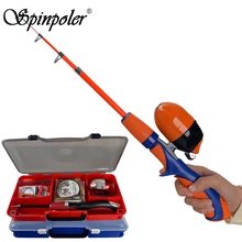 Spinpoler 120 см, Детская Удочка с спиннингом, катушка, Удочка, комбо, полный комплект, портативная телескопическая Молодежная удочка