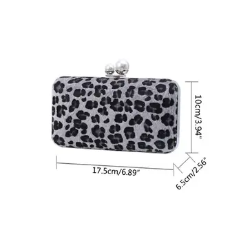 

Elegant Women Leopard Print Evening Bags Wedding Cocktail Party Bridal Leather Clutch Handbag Shoulder Bag C90E