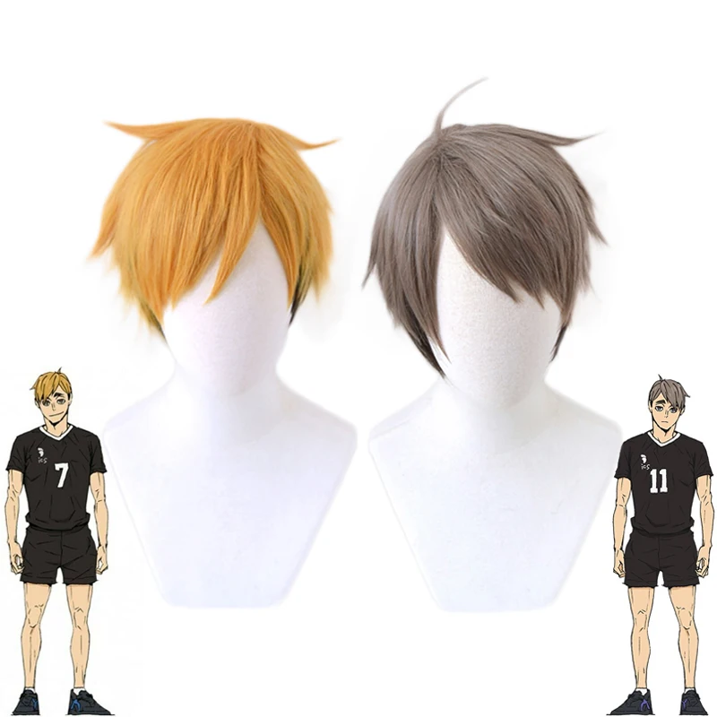 Inarizaki High No.7 Atsumu Miya Yellow No.11 Osamu Blown Cosplay Wigs Short Haikyuu To the Top Carnival Party Wig Men Women |