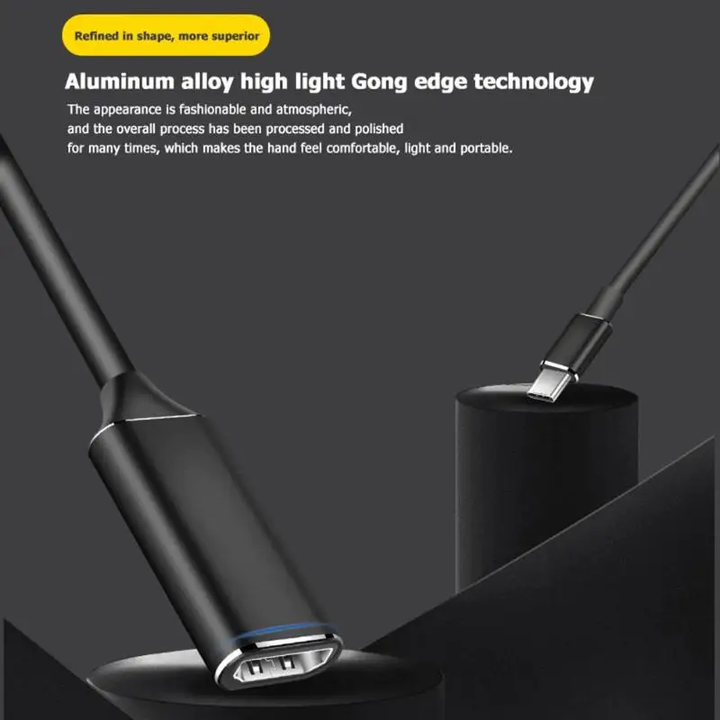 Преобразователь типа C в HDMI с достаточным сроком службы и прочностью 4K 30Hz HD адаптер плетеный кабель для ноутбуков MacBook