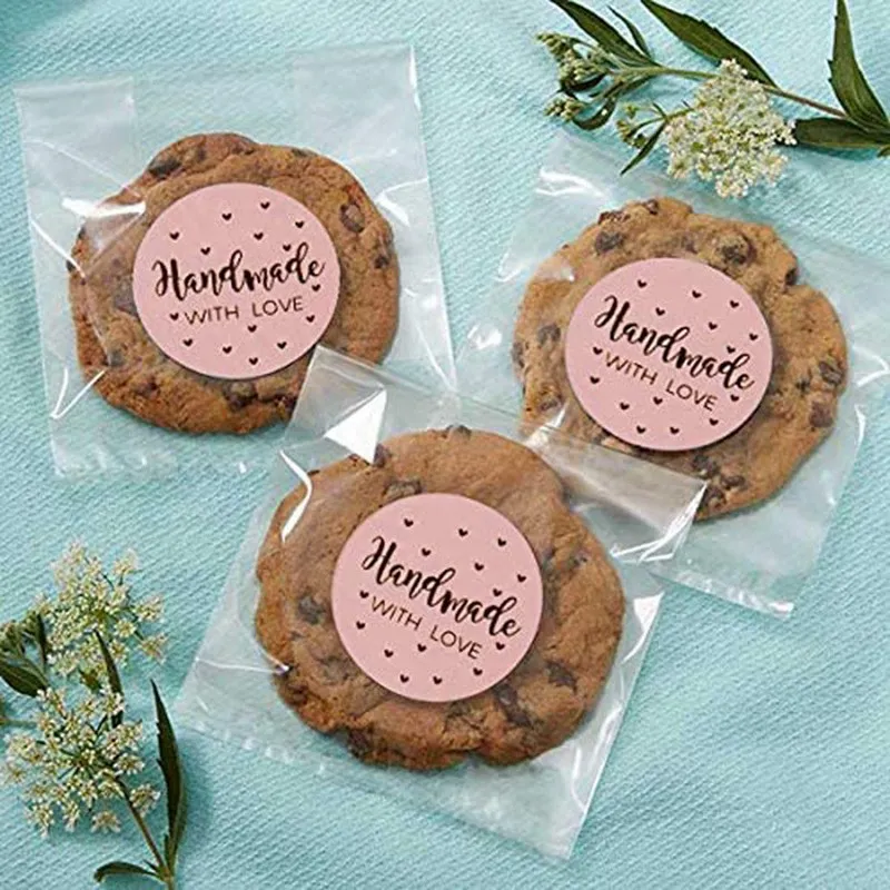 500pcs/roll Pink Gold Stickers Thank You Sticker Thank You for Your Order Handmade With Love sticker Round Seal Adhesive Labels