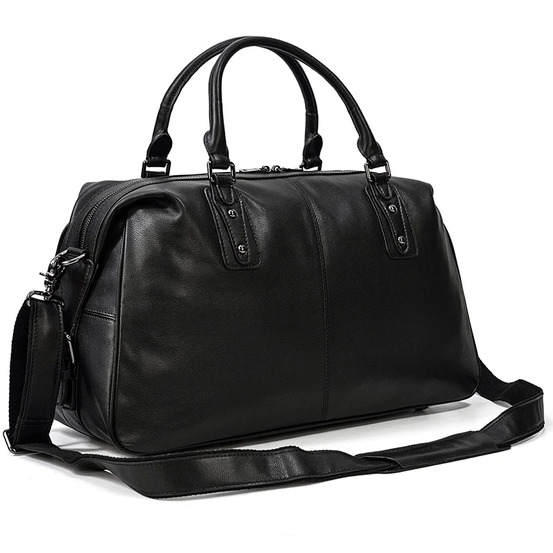 Black Leather Travel Bag For Men