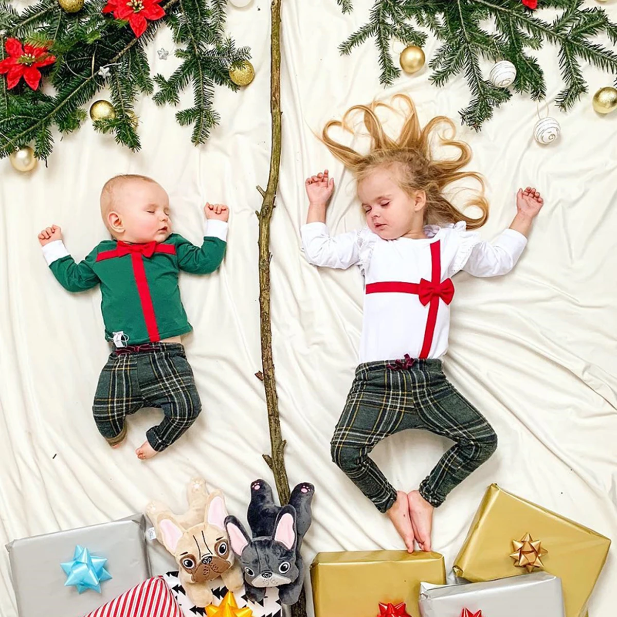 

1-5Years Toddler Newborn Baby Kid Girls Boy Christmas Clothing Set Gift Bow T-shirt + Plaid Pants Outfits Xmas kid Costumes