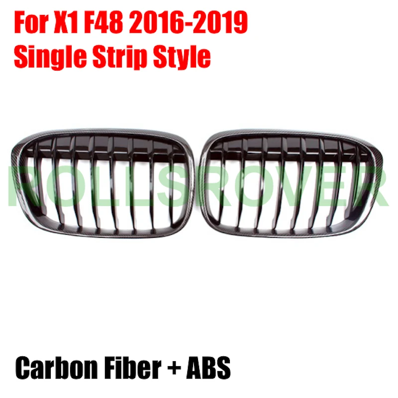 

ROLLSROVER Carbon Fiber Front Bumper Grille Grill For X1 F48 2016-2019 Single Strip Car Styling
