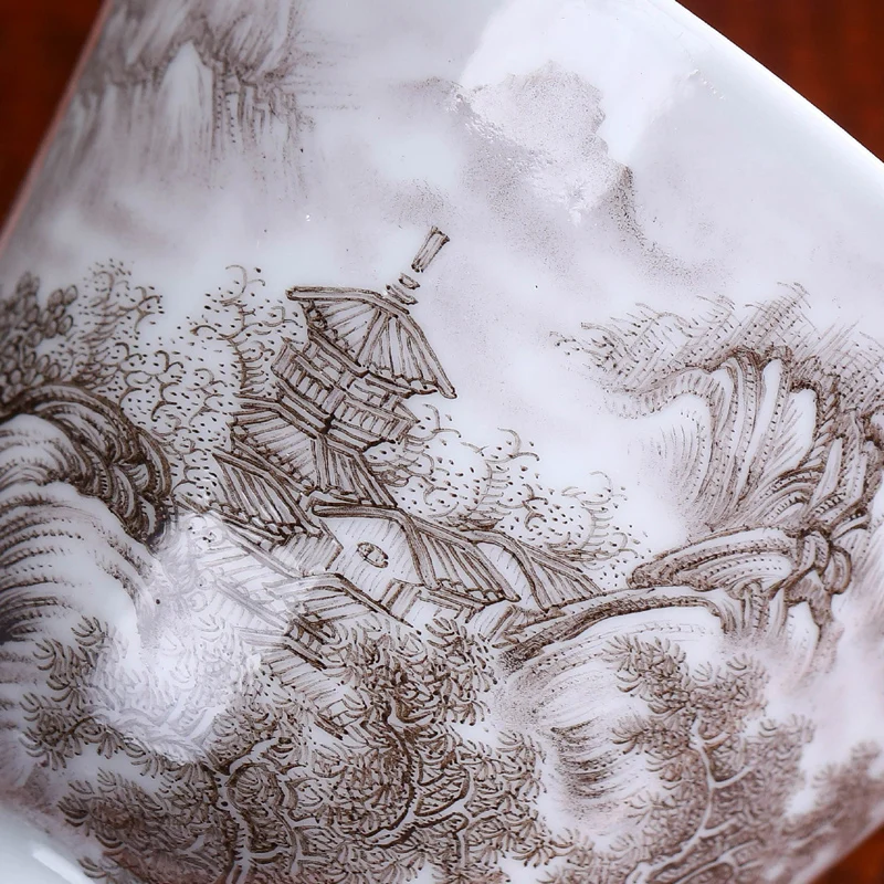 130 мл ручная роспись пейзаж узор чайная чашка керамический фарфор Jingdezhen чайная чашка кунг-фу чайная чаша коллекция украшений для дома
