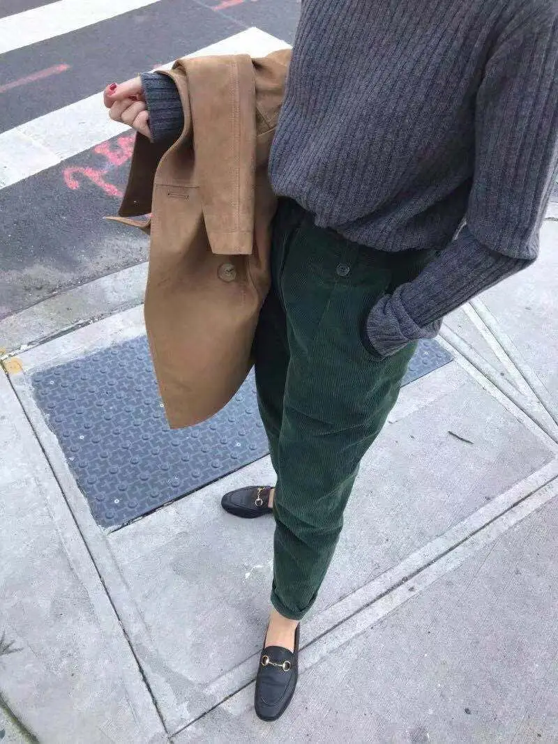 So In! Retro Color Corduroy Harem Pants High Waist Women Trousers Capris Autumn Winter Vintage Petite Pantalon Femme