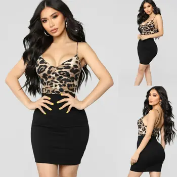 

Plus Size Ladies Female Sling Playsuit Jumpsuit Bodysuit Leopard Print Tops Women's Summer Sexy Hot 2019
