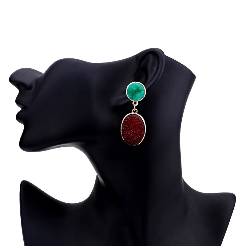 Bijoux Fancy Druzy Resin Earrings Big Geometric Drop Earrings For Women Jewelry Statement Pendientes Mujer Moda 2019 Ohrringe (17)