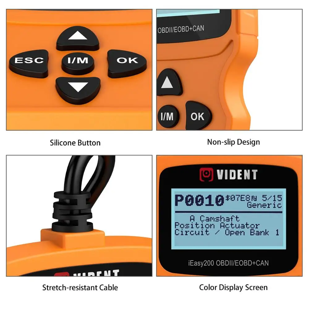 Считыватель кодов VIDENT iEasy200 OBDII/EOBD сканер двигателя OBDII многоязычный с бесплатным