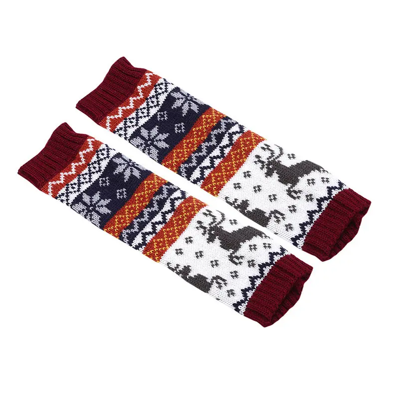Claret Women Fingerless Knitted Gloves Arm Warmer Winter Gloves Luvas feminina para o inverno Guantes mujer Gants femme - Цвет: Claret
