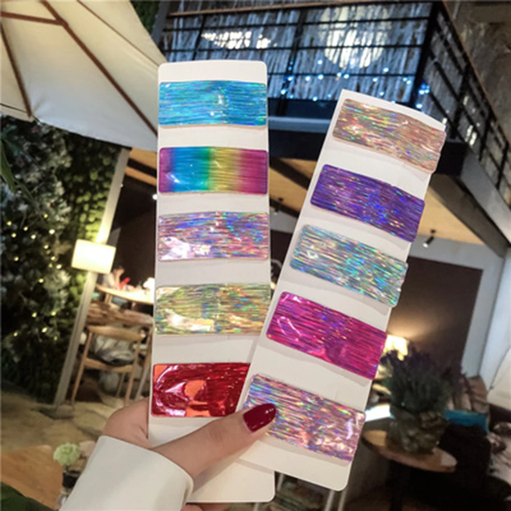 

New 1 Pc 5.5cm Laser-color Bright Leather Hair Clip For Girls Kids Bobby Pins Hairgrip Children Barrette Hair Accessories