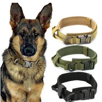 

Tactical Training Dog Collar Nylon Adjustable Pet Collar Metal Buckle Dog Harness with Control Handle for Medium Large Dogs