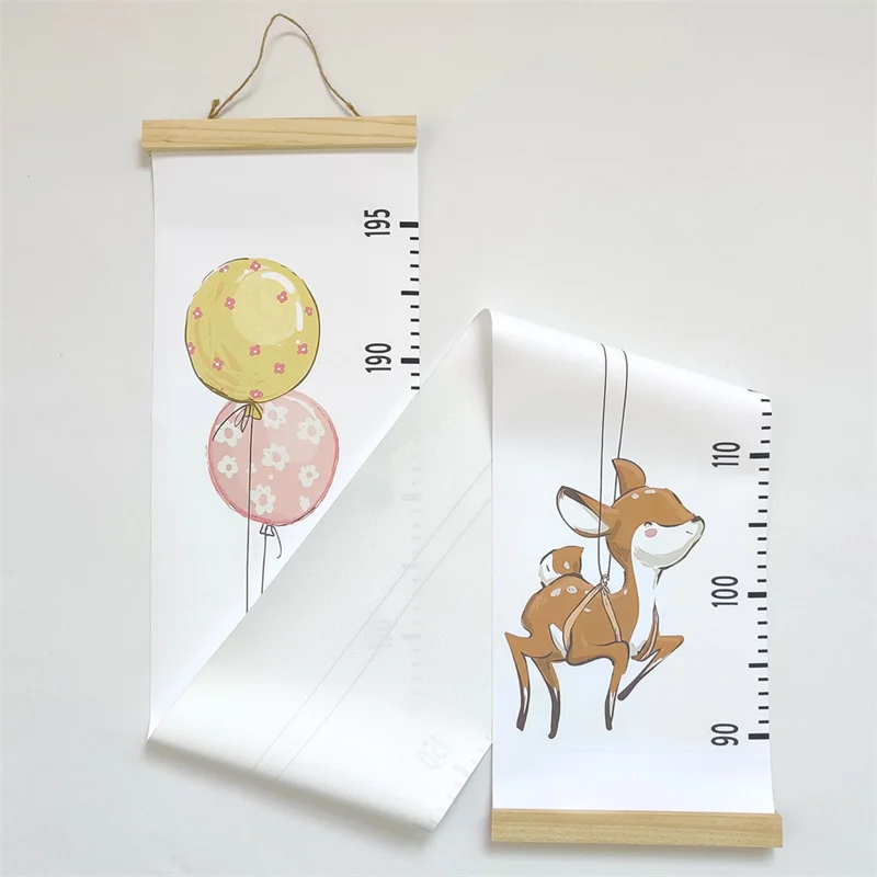 Nordic Cartoon Animal Baby Height Ruler Wooden Wall Hanging Kids Growth Chart Height Record Measure Ruler Home Decor Photo Props