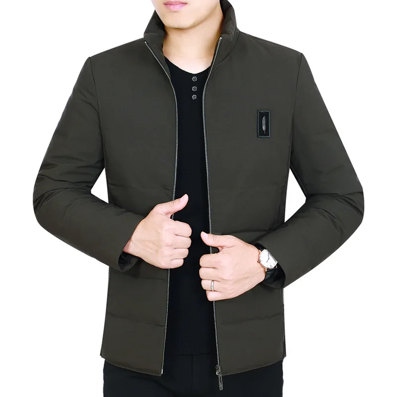 New Style down Jacket Men's Korean-style Warm Thick Mid-length Slim Fit Men White Duck down Coat Men's off Season Special Offer