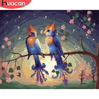 

HUACAN DIY Painting By Numbers Bird Pictures By Number Tree Kits Drawing On Canvas Hand Painted Paintings Art Gift Home Decor