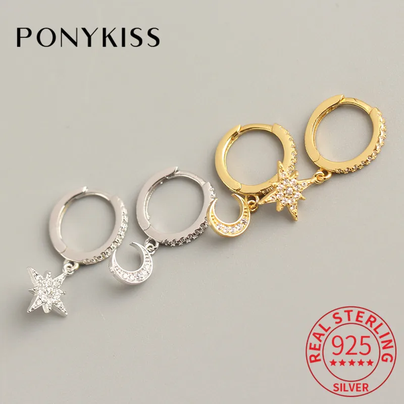 Серьги кольца PONYKISS женские из серебра 925 пробы с цирконом|Серьги-кольца| |