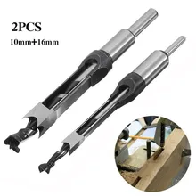 

2pcs HSS Twist Drill Bit 10/6mm Square Auger Hole Mortise Chisel Drill Set Square Hole Extended Saw Countersink Woodworking Tool