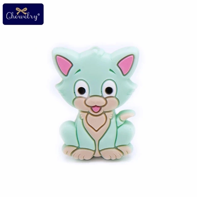 Mint Cat 50 шт. силиконовые бусины Китай панда грызунов детские игрушки DIY соска цепи Perle силиконовые бусины ожерелья подвеска детские товары - Цвет: Mint Cat