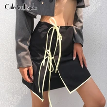 Светоотражающие полосатые юбки на шнуровке женские мини юбки с высокой талией Облегающие юбки элегантные женские модные Лоскутные юбки