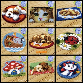 

Latch Hook Rug Kits Cat Dogs Needlework Carpet Accessories Cross Stitch Latch Hook Cushion Animals Carpet Embroidery Knooppakket