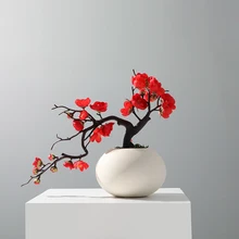 yumai Короткий Красный Сливы Филиал Искусственные Цветы Вишневый Цвет Шелковый Цветок для Зимнего Дома партия Украшение Стола