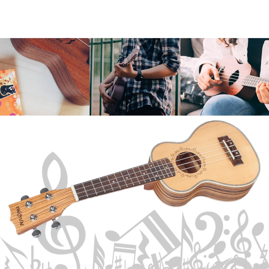 Твердые ель укулеле 21 дюймов Укулеле сопрано Уке zebravwood Ukelele Гавайские гитары с нейлоновыми струнами